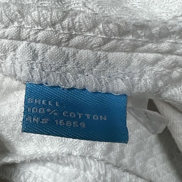 J.McLaughlin Quilted Texture Ankle Pants 100% Cotton Women’s Sz 12 White Waffle - Picture 11 of 15